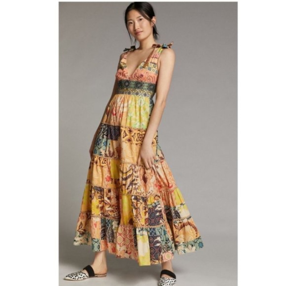 Anthropologie Geisha Designs Rosalinda Patchwork Maxi Dress